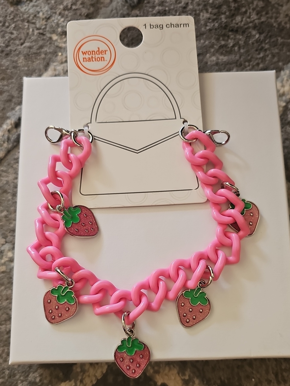 wonder nation Pink Strawberry Bag Charm Chain for Kids